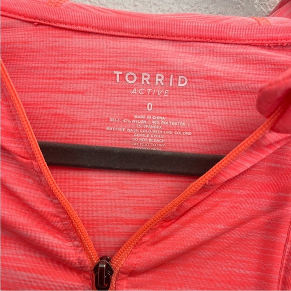 Torrid Neon Coral Active Hooded Zip Jacket, Size 0X (L/12) - Picture 4 of 6